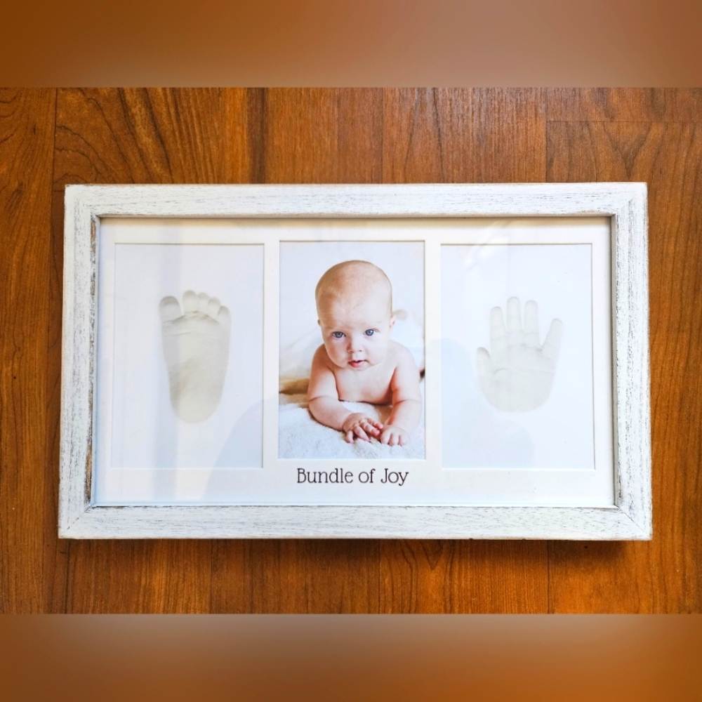 NEW White Baby Handprint and Footprint Frame 8" X 13"